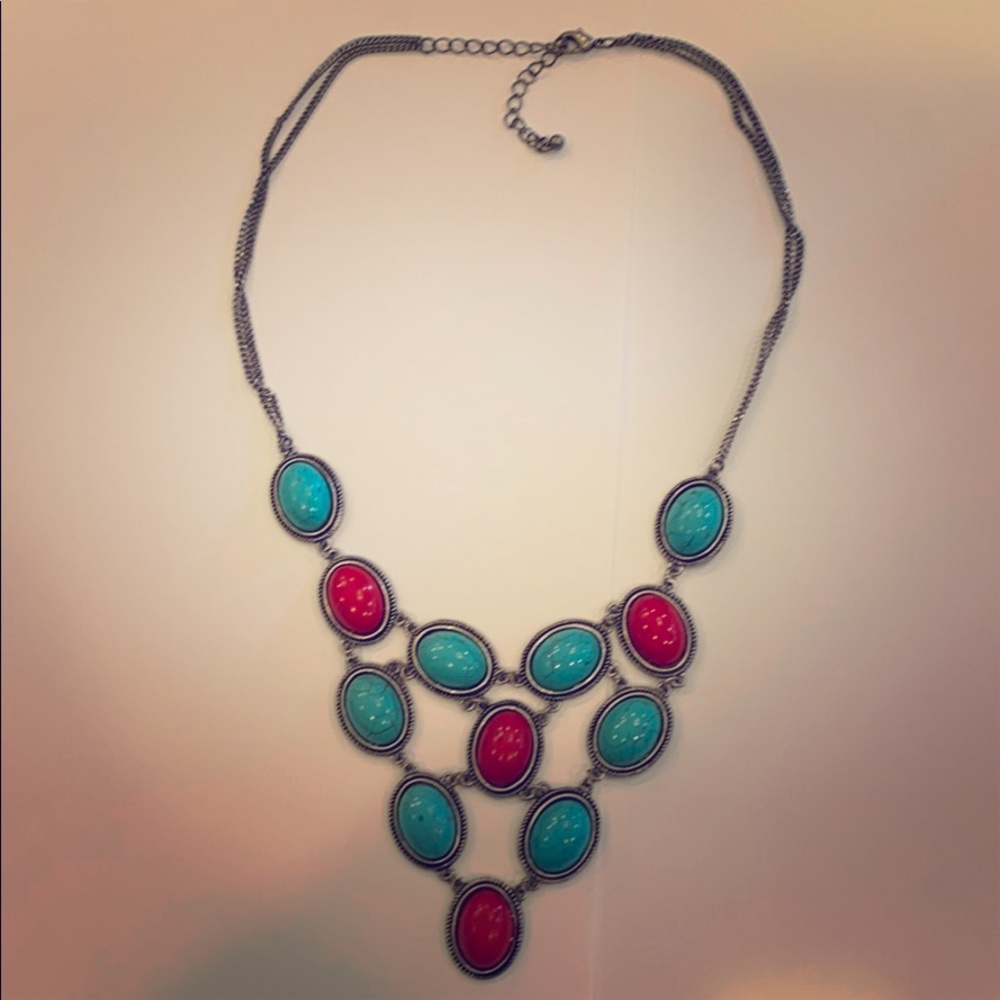 Turquoise and tomato red necklace